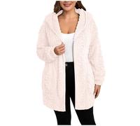 NZYIHAO Women's Winter Jacket Hoodie Fleece Jacket Warm Winter Coat Stylish Pullover Cardigan Open Front Plush Jacket Long Coat Winter Jacket Fashion Hooded Jacket Teddy Jacket, pink, L