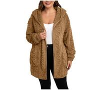 NZYIHAO Women's Winter Jacket Hoodie Fleece Jacket Warm Winter Coat Stylish Pullover Cardigan Open Front Plush Jacket Long Coat Winter Jacket Fashion Hooded Jacket Teddy Jacket, brown, XXL