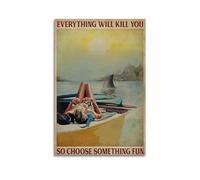 nzzmy Everything Will Kill You So Choose Something Fun Surfing Girl Poster Vintage Art Cover Room Decor Aesthetic Bedroom Decor Canvas Posters For Bedroom 16x24inch(40x60cm) Unframe-style