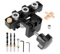 NZZVNZ 3 in 1 Pocket Hole Jig Kit, Adjustable Doweling Jig Kit with 8/10/15mm Drill Bit for Straight Holes, Woodworking Tools with Positioning Clip for Drilling Guide Locator Punching