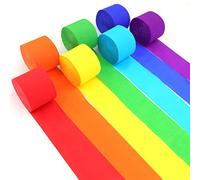 NZZVNZ Crepe Paper Colourful, 7 Rolls Rainbow Crepe Streamers 4.5 cm x 25 m Party Crepe Paper Roll Streamer for Wedding Birthday Party Celebration Decoration