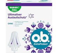 o.b. ExtraProtect Super + Comfort (Pack of 36), Tampons for Very Strong Days, Dynamic Fit Technology & Extra Protective Wings for up to 100% Leakage Protection During The Period