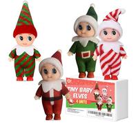 O³ Baby Elves - Tiny Baby Elf-Doll Elf Twins - Tiny Christmas Decoration Christmas Novelty Accessories, Cute Xmas Gift or Decoration and Adult Presents (4 Pcs)