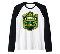 O’Brien Irish Crest Design, Celtic Shamrock Ireland Badge Raglan Baseball Tee