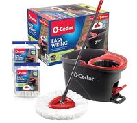 O-Cedar EasyWring Microfiber Spin Mop & Bucket Floor Cleaning System + 2 Extra Refills, Red/Gray