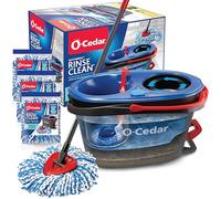 O-Cedar EasyWring RinseClean Microfiber Spin Mop & Bucket Floor Cleaning System with 3 Extra Refills, Plastic, Grey