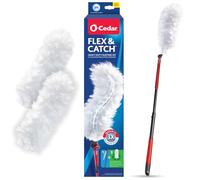 O-Cedar Flex & Catch Heavy Duty Duster Kit with 3 Disposable Duster Refills | Flexible Duster Starter Set with 90cm Extendable Handle | Traps 3X More Dust Than