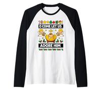 O Come Let Us Adore Him Baby Jesus Nativity Christmas Raglan Baseball Tee