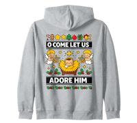 O Come Let Us Adore Him Baby Jesus Nativity Christmas Zip Hoodie