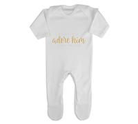 O Come let us Adore him Christ The Lord Baby Romper Jumpsuit with feet, 3-6 Months, White