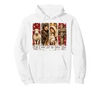 O Come Let Us Adore Him Christmas Holy Family Faith Believer Pullover Hoodie