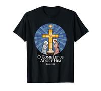 O Come Let Us Adore Him Luke 2:14 Nativity T-Shirt