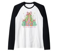 O Come Let Us Adore Him Merry Christmas Trees Jesus Angels Raglan Baseball Tee