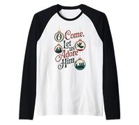 O Come, Let Us Adore Him Nativity Christmas Raglan Baseball Tee