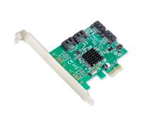/O Crest 4 Port SATA III PCI-e 2.0 x1 Controller Card Marvell 9215 Non-Raid with Low Profile Bracket SI-PEX40064