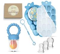 O’doe Silicone Fruit Feeder for Babies & Baby Food Feeder with Clip - 1-Pack Freezer Tray with Lid, 18-Hole Teething Dummy Fruit Feeder for Teething Relief, Includes 3 Extra Pacifiers, BPA-Free