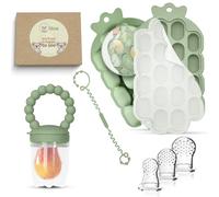 O’doe Silicone Fruit Feeder for Babies & Baby Food Feeder with Clip - 1-Pack Freezer Tray with Lid, 18-Hole Teething Dummy Fruit Feeder for Teething Relief, Includes 3 Extra Pacifiers, BPA-Free