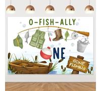 O Fish Ally One Birthday Decoration Gone Fishing Backdrop for Baby The Big One First Birthday Party Fishing Theme Supplies