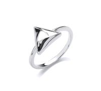(O) Jewelco London Ladies Rhodium Plated Sterling Silver # Triangle Hamantaschen Dress Ring