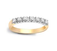 (O) Jewelco London Ladies Solid 9ct Gold 4 Claw Set Round H I1 0.35ct Diamond 7 Stone Half Eternity Ring 3mm - 9R020