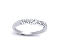 (O) Jewelco London Ladies Solid 9ct White Gold 4 Claw Set Round H I1 0.25ct Diamond 7 Stone Half Eternity Ring 3mm - 9R019