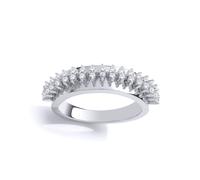 (O) Jewelco London Ladies Sterling Silver Cubic Zirconia Spinal Cord Style 2 Row Eternity Ring - GVR864
