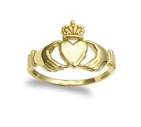 Jewelco London Men's Solid 9ct Yellow Gold Claddagh (Chladaigh) Ring