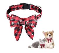 O-Kinee Christmas Dog Collar, 1 Piece Christmas Dog Bow Tie with Snowflake, Christmas Cat Collar, Red Christmas Collar for Small Medium and Large Pets, (S)