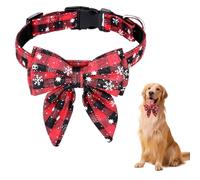 O-Kinee Christmas Dog Collar, Christmas Dog Bow Tie with Snowflake, Christmas Cat Collar, Rojas y Verdes Christmas Collar for Small Medium and Large Animals (L)