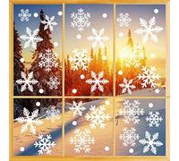 O-Kinee Christmas Stickers, 162 PCS White Snowflakes Window Stickers Clings,Snow Flakes Static Reusable Stickers, for Christmas Xmas Home/Shop Decorations