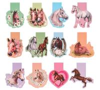 O-Kinee Magnetic Bookmarks Children's Set of 12 Horse Themed Bookmarks