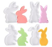 O-Kinee Pack of 4 Silicone Moulds Easter Silicone Moulds Easter Bunny 3D Rabbit Casting Mould Easter Bunny Silicone Mould, Casting Moulds Rabbit Candles for DIY Crafts, Easter Decoration