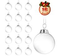 O-Kinee Transparent Christmas Ball,16 pcs Christmas Acrylic Plastic Transparent Balls, DIY Clear Ornament Balls, Christmas Tree Baubles Balls, for Xmas Tree, Wedding, Party Decoration
