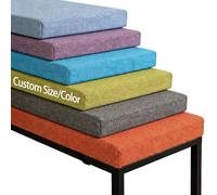 O·Lankeji Custom Bench Cushion Linen with Removable Cover, Window Seat Cushion High-Resilience Foam, Non-Slip Bench Seat Pad for Lawn & Garden, Patio, Office, Coffee Shop