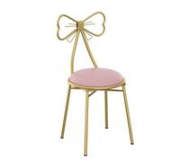 O·Lankeji Girls Vanity Chai Dressing Table Stool Velvet/Leather Vanity Table Chair with Lovely Bowknot High Backrest Comfortable Makeup Chair for Girls Room Dressing Room (Color : Pink leather)