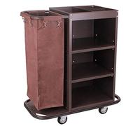 O·Lankeji Housekeeping Service Cart 3-shelf Janitorial Cleaning Hotel Trolley Cart Commercial Linen Trolley on Wheels with Storage Bag