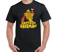 O-LIKE Captain Caveman T-Shirt Mens Retro Animated 80'S Tv Show Program Unisex Top L Black