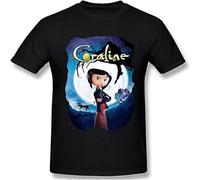 O-LIKE Mens' Coraline Movie Graphic T-Shirt Short Sleeve Cotton Tops L Black