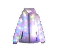 O-MAYEVER LED Light up Jacket For Men and Women Unisex Novelty Costume For Burning Man Party Carnivals Halloween Xmas Raves, White, L