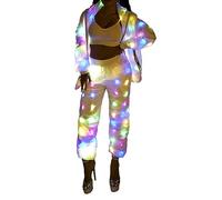 O-MAYEVER LED Light up Jacket For Women and Men Unisex Novelty Costume For Burning Man Party Carnivals Halloween Xmas Raves, Pants, L