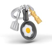 O meta[l]morphose METALMORPHOSE - Brunch and Fried Egg Keyring - Gastromonie - Cooking Gift for Men and Women, grey, One Size