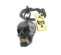 O meta[l]morphose METALMORPHOSE MTM137-01 Skull and Ace of Spades Key Ring - Black, Gold, One Size, Black/Gold, One Size, One size