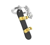O meta[l]morphose METALMORPHOSE MTM148-01 - Metal 3D Snowboard & Snowflake Key Ring - For Winter Sports Enthusiasts - Men's Gift, Women's Gift - Olympic Games, Black/Gold, One Size, Snowboarding