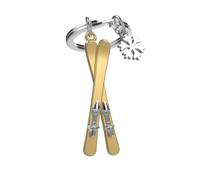 O meta[l]morphose METALMORPHOSE MTM151-01 3D Metal Key Ring Pair of Skiing and Snowflake Sound for Winter Sports Fans, gold, One Size, Pair of ski