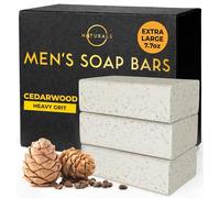O NATURALS 7.76 oz (3PC) Exfoliating Soap Bar Cedarwood - Heavy Grit Mens Soap - All Natural Exfoliation Bar Soap for Men - Apricot Kernels Bar Soap - Face Soap Bar - Moisturizing Mens Face Bar Soap