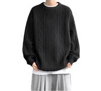 O-Neck Sweater Men Loose Knit Sweater Pullovers Solid Color Knitted Long Sleeves Mens Pullovers Black 8XL