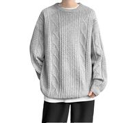 O-Neck Sweater Men Loose Knit Sweater Pullovers Solid Color Knitted Long Sleeves Mens Pullovers Gray 8XL