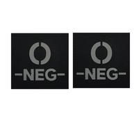 O NEG Blood Type Negative Tactical Patch, IR Reflective, Hook Backing, 5cm Square