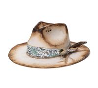 (O, One size) Elegant Wool Homburg Wool Styling Hat with Wide Brimmed Flat Hat Headwear Western Hat for Casual Wear Beige