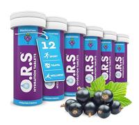 O.R.S Hydration Tablet with Electrolytes for Rehydration, Wellness, Travel, Sports & Recovery | Vegan, Gluten-Free & Low-Calorie Electrolyte Tablets Blackcurrant Flavour, 72 Tablets